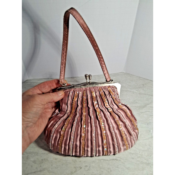 Unbranded Handbags - Pink Small Clutch with pick Handle and Silver Hardwear & one Pocket
